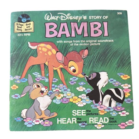 Bambi (1978) Disneyland softcover book with 33-1/3 RPM record - Picture 1 of 3
